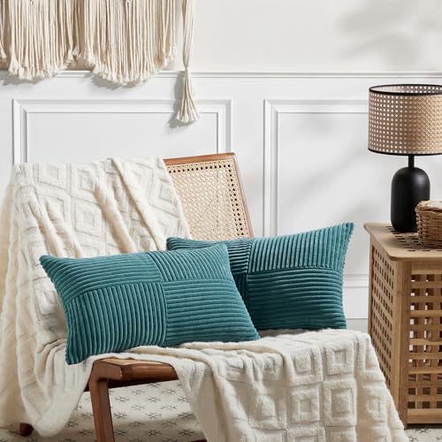 2 Packs Teal Lumbar Decorative Throw Pillow Covers 20x28 Inch for Living Room Couch Bed Sofa (Teal / 28" x 20" (Pack of 2))