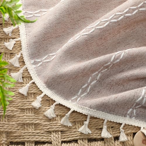 Blush Beige Boho Blackout Curtains 84 Inch 2 Panels with Tassels (Blush Beige / 52"W x 84"L (Pack of 2))