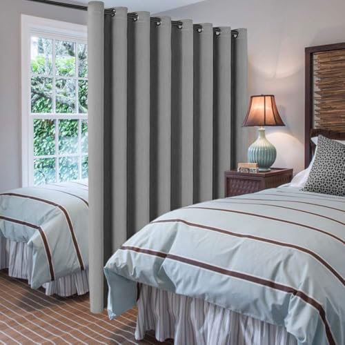 Blackout Patio Curtains 100 x 96 Inches for Sliding Door Extral Wide Blackout Curtain Panels Thermal Insulated Room Divider (100"W x 96"L (Pack of 1) / Dove Gray)