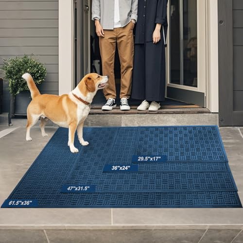 Front Door Mat Outside Entrance (Blue / 3' x 5'2" (Rectangular))
