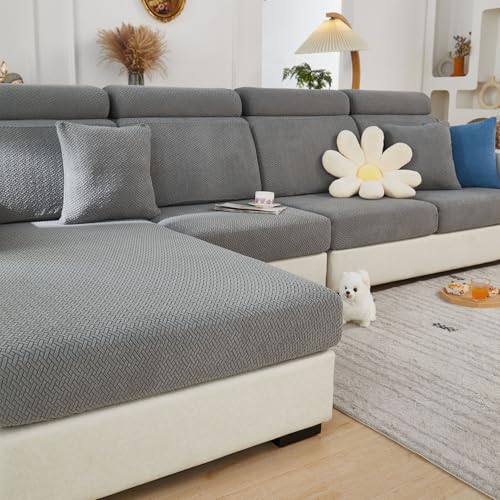 Sofa Covers Couch Covers for Sofa Pet Friendly Couch Cushion Covers Universal Sofa Covers Washable Stretch Slipcovers for Sectional Sofa (Texture Gray / Headrest Cover)