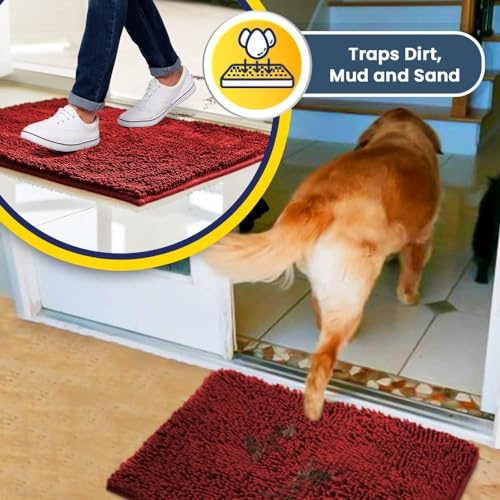 Super Water Absorbent Door Mat Indoor (Red / 24" x 120")