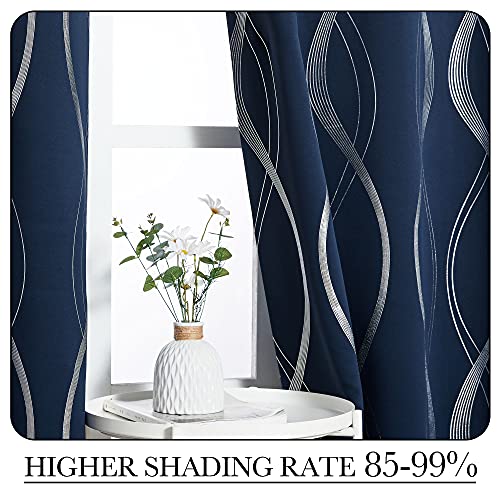 Sliding Door Curtains Extra Long Blackout Drapes for Large Window (1 - Navy / 52"W x 108"L (Pack of 2))