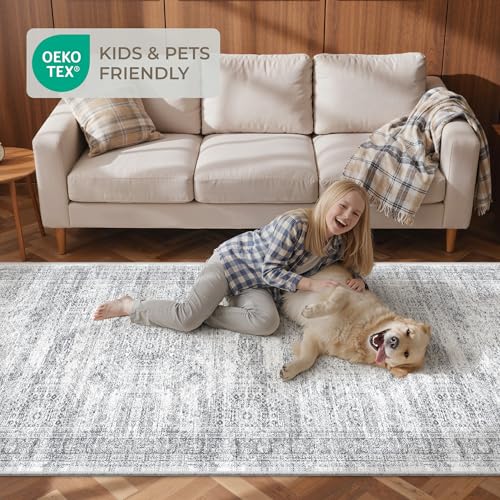 2'6 x 8' Runner Rug Non Slip (Grey/Ivory / 2'6" x 8' (Runner))