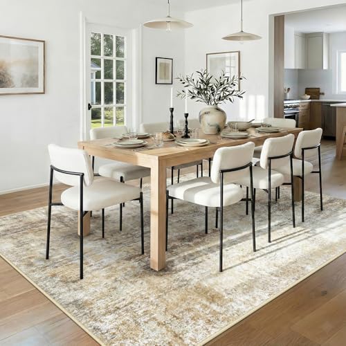 Washable 7'x9' Abstract Area Rug for Living Room Neutral Brown (Gray/Neutral Brown / 7' x 9' (Rectangular))