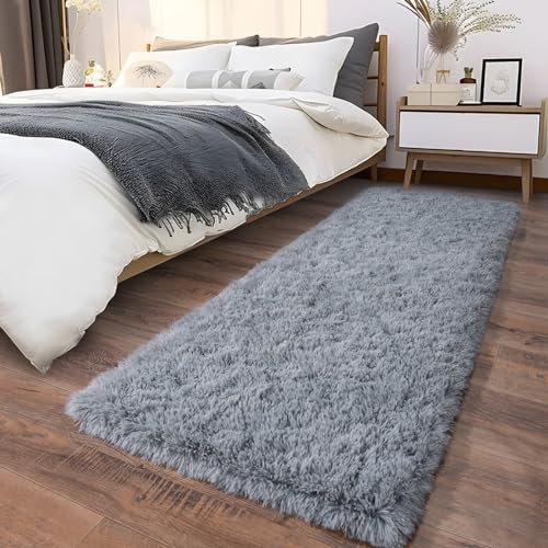 Soft Runner Rugs for Bedroom Hallways (2' x 6' (2 pcs) / Grey)