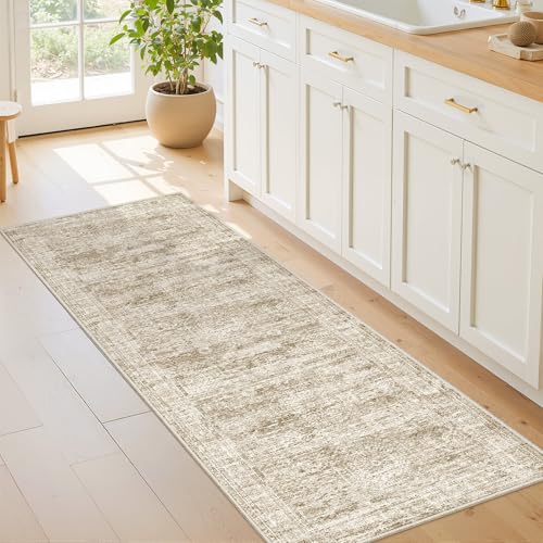 2x6 Runner Rug Non Slip (Brown/Ivory / 2' x 6' (Runner))
