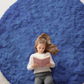 Navy Blue Round Rugs for Bedroom (7 Ft Round / Navy Blue)