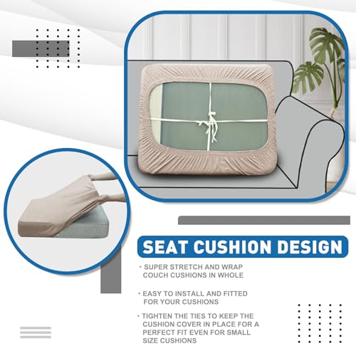 1 Piece Stretch Couch Cushion Covers Individual Sofa Slipcovers (Single Seat Cushion/Backrest / Khaki)