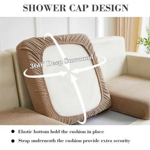 Sofa Covers Couch Covers for Sofa Pet Friendly Couch Cushion Covers Universal Sofa Covers Washable Stretch Slipcovers for Sectional Sofa (Texture Light Coffee / 3 Seats + Chaise Cover)