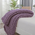 Chunky Knit Throw Blanket for Couch (Winter Grape / 40"x60" (Medium Size Throw）)