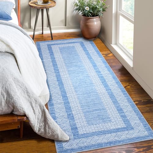 Washable 2.5x10 Kitchen Runner Rug (Light Blue / 2'6" x 10' (Rectangular))