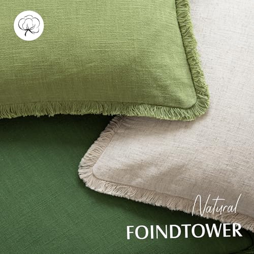 Decorative Linen Fringe Throw Pillow Covers 26×26 Lush Green (26" x 26" (Pack of 2) / Greenery)