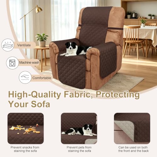 Reversible Recliner Chair Covers (Chocolate/Beige / 28'' Recliner)