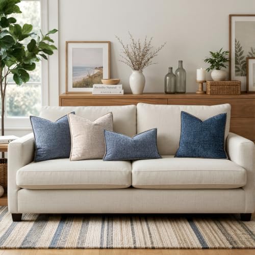 Decorative Couch Throw Pillow Covers 16x16 in Dark Grey Blue 2 Pack (Dark Grey Blue / 16" x 16" (Pack of 2))