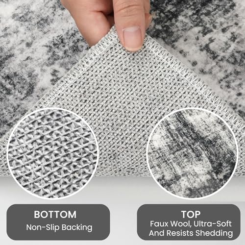 Abstract Runner Rug 2x5 Ft Washable Runners for Hallways (Black/Grey/White / 2' x 5' (Rectangular))
