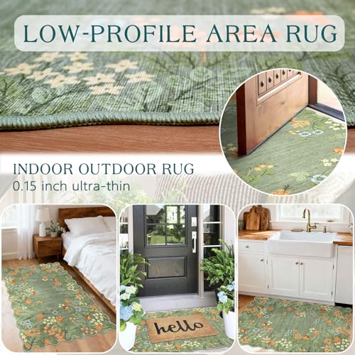 Floral Outdoor Rug (Floral - Green / 2'4" x 3'7" (Rectangular))