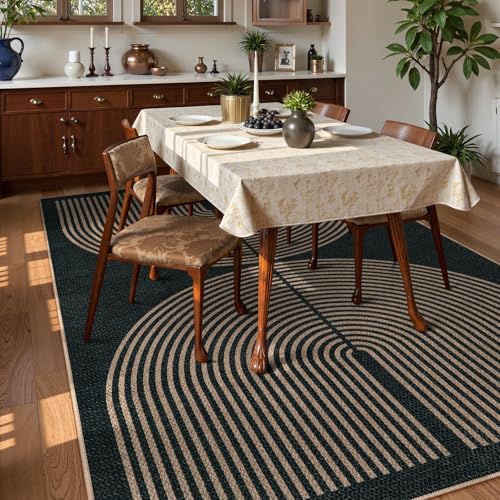 Rainbow Easy Jute Outdoor Rug 9x12 (9' x 12' (Rectangular) / Dark Grey/Charcoal Black)