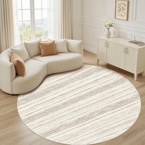 Round Rug Boho Area Rugs (Brown Tan / 5' X 5' (Round))