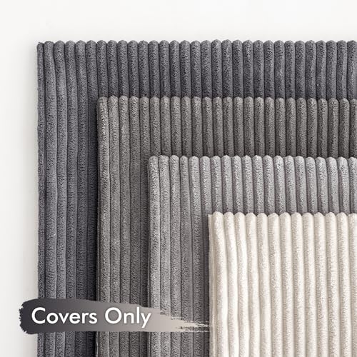 Soft Corduroy Decorative Throw Pillow Covers Neutral Grey 18x18 (18" x 18" (Pack of 4) / Neutral Grey)