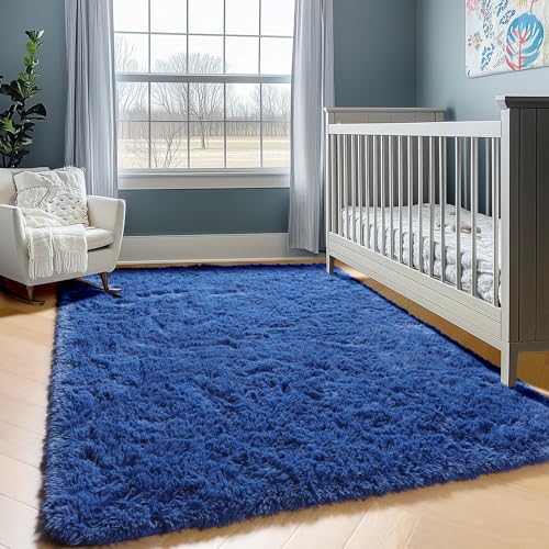 Navy Area Rugs for Boys Bedroom Living Room (Navy Blue / 4' x 6' (Rectangular))