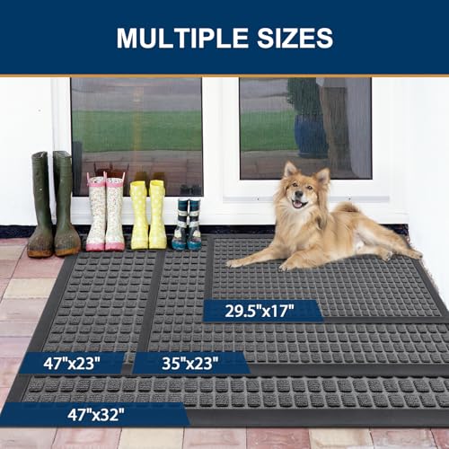 Front Door Mat Outside Entrance (Grey / 35" X 23")