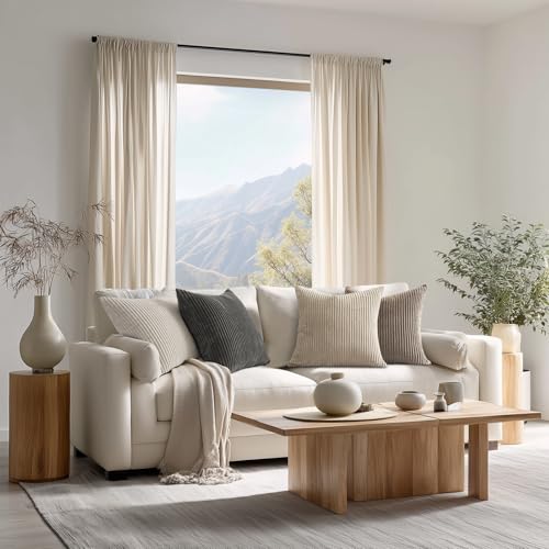 4 Packs Natural Decorative Throw Pillows Covers 18x18 Inch for Living Room Couch Bed Sofa (Natural / 18" x 18" (Pack of 4))