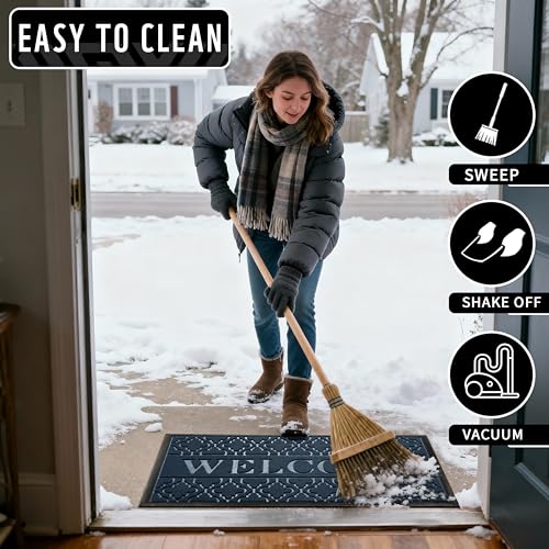 Welcome Mat Outdoor Indoor (60x36 Inch / Blue)