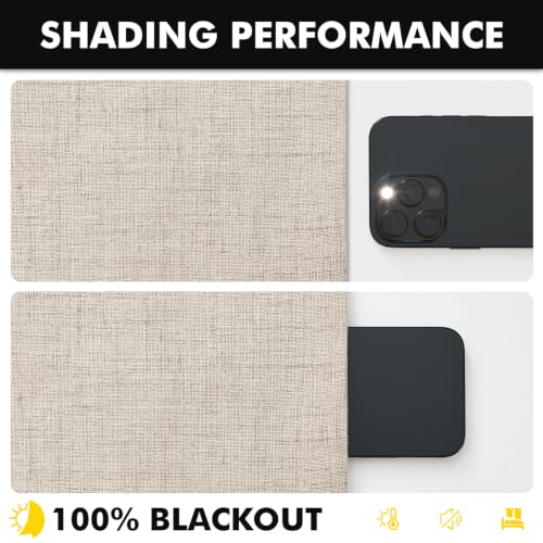 100% Blackout Linen Curtains for Bedroom 42 x 84 Inch Taupe 2 Panels (Taupe / 42"W x 84"L (Pack of 2))