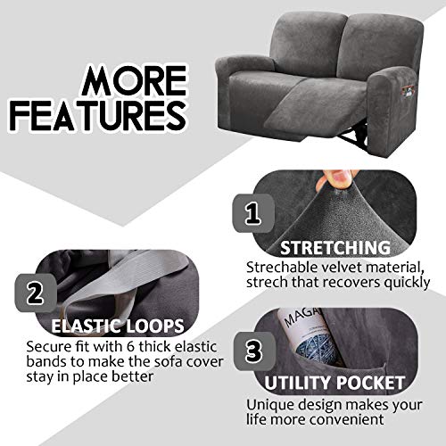 Reclining Love Seat Slipcover (Dark Grey)