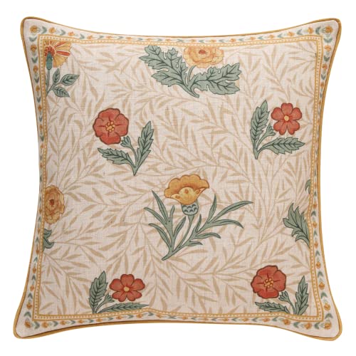 French Vintage Linen Throw Pillow Cover (18" x 18" (Pack of 1) / Rosasilvestre a)