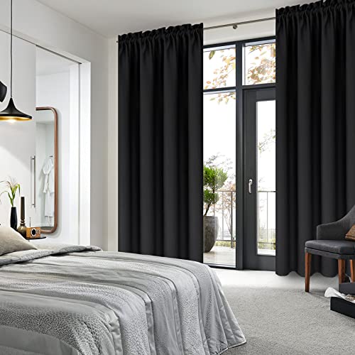 Blackout Curtains for Bedroom Living Room 38 x 45 Inch Long Black (Black / 38"W x 45"L (Pack of 2))