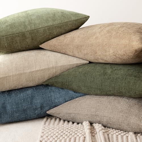 Solid Textured Chenille Throw Pillow Covers 26x26 Inch (26" x 26" (Pack of 2) / Blue Fusion)