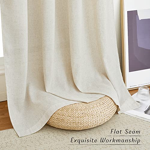 Extra Long Linen Curtains 132 inches Long for Living Room (Natural / 55"W x 132"L (Pack of 2))