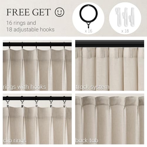 108 Inch Pinch Pleated Linen Curtains 1 Panels (Oatmeal / 60"W x 108"L (Pack of 1))