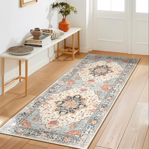 Washable Area Rug (Beige/Blue/Orange / 2' x 5' (Rectangular))