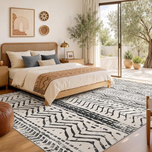 Area Rug Living Room Rugs (Ivory Black / 6' X 9' (Rectangular))