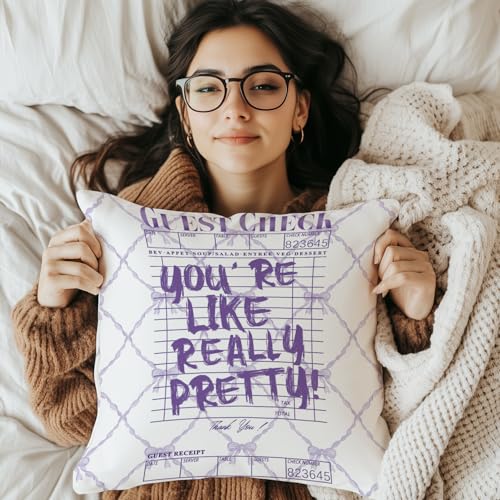 Inspirational Purple Bow Throw Pillow Covers 18x18 (Purple Ribbon 18x18 Inch)