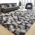 Soft Fluffy Rugs for Bedroom (White Black Gold / 4' X 6' (Rectangular))