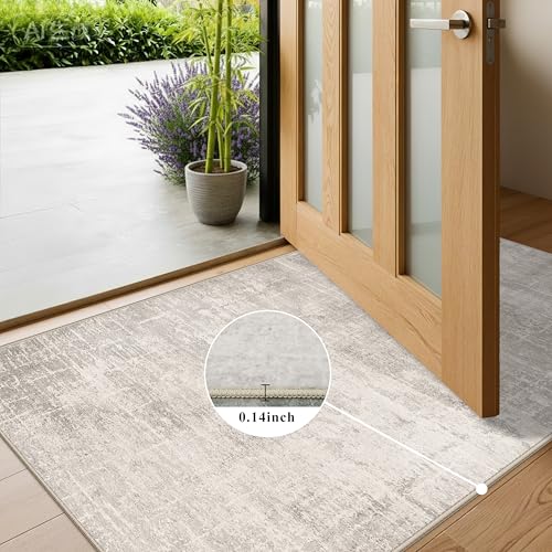 Washable 2x6 Thin Runner Rug (2' x 6' (Rectangular) / Beige/Cream)