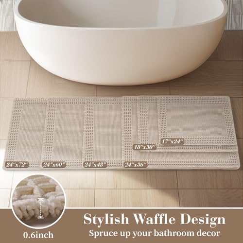 Waffle Bathroom Runner Rugs (Pale Beige / 2' X 5')
