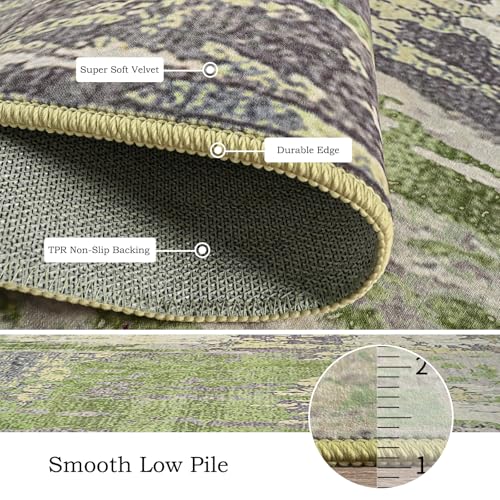 Abstract Area Rug Modern Washable Rug Soft Non Slip Rug Low Pile for Bedroom Living Room Dining Room Green 8x10 Feet (Green / 8' x 10' (Rectangular))