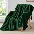 Ribbed Twin Blanket for Couch & Bed (Forest Green / Twin(60"x80"))
