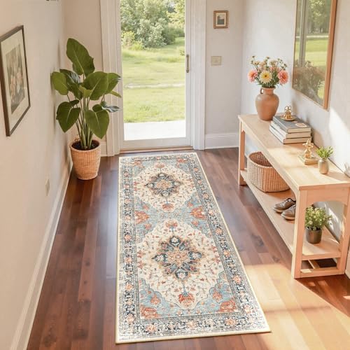 Washable Area Rug (Beige/Blue/Orange / 2' x 6' (Rectangular))