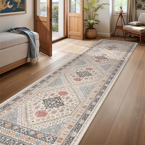 Kitchen Runner Rug Non Slip Washable Rugs 2.5x10 (Blue/Red/Multi / 2'6" x 10' (Runner))