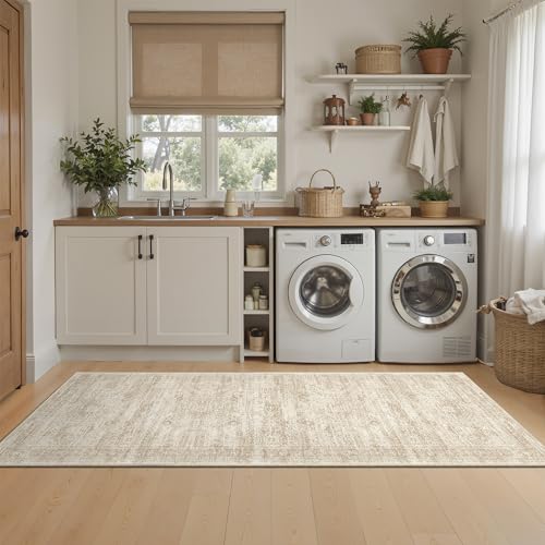 Runner Rug 2x6 Washable Kitchen Hallway Runners Non (Beige / 2' x 6' (Runner))