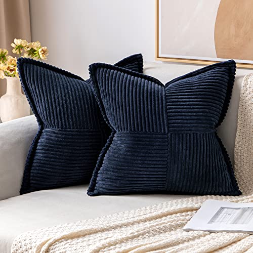 Decorative Throw Pillow Covers for Couch 16x16 Inch Navy Blue 2 Pack (Navy Blue / 16" x 16" (Pack of 2))