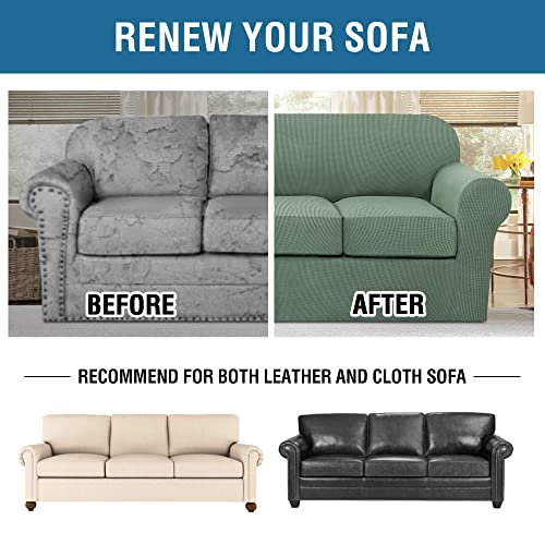 4 Piece Stretch Sofa Covers for 3 Cushion Couch Covers for Living Room Furniture Slipcovers (Large / Loden Frost)
