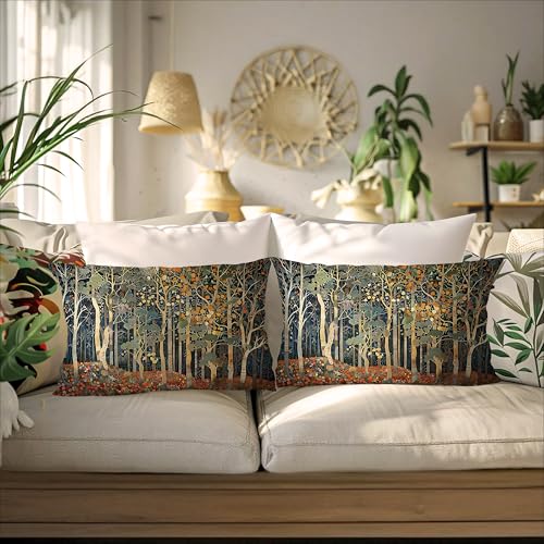 Rustic Autumn Forest Pillow Covers 20x12 Set of 2 (Forest-orange 02 / 20" x 12" (Pack of 1))