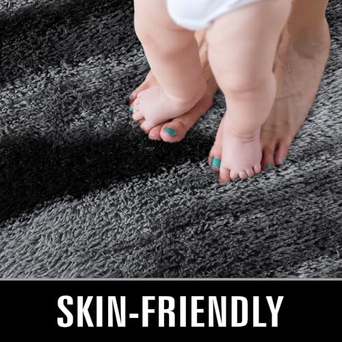Super Soft Shaggy Rugs Fluffy Carpets (6' x 9' (Rectangular) / Black Gray)